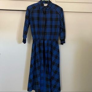 Vintage 50s Blue and Black Dress